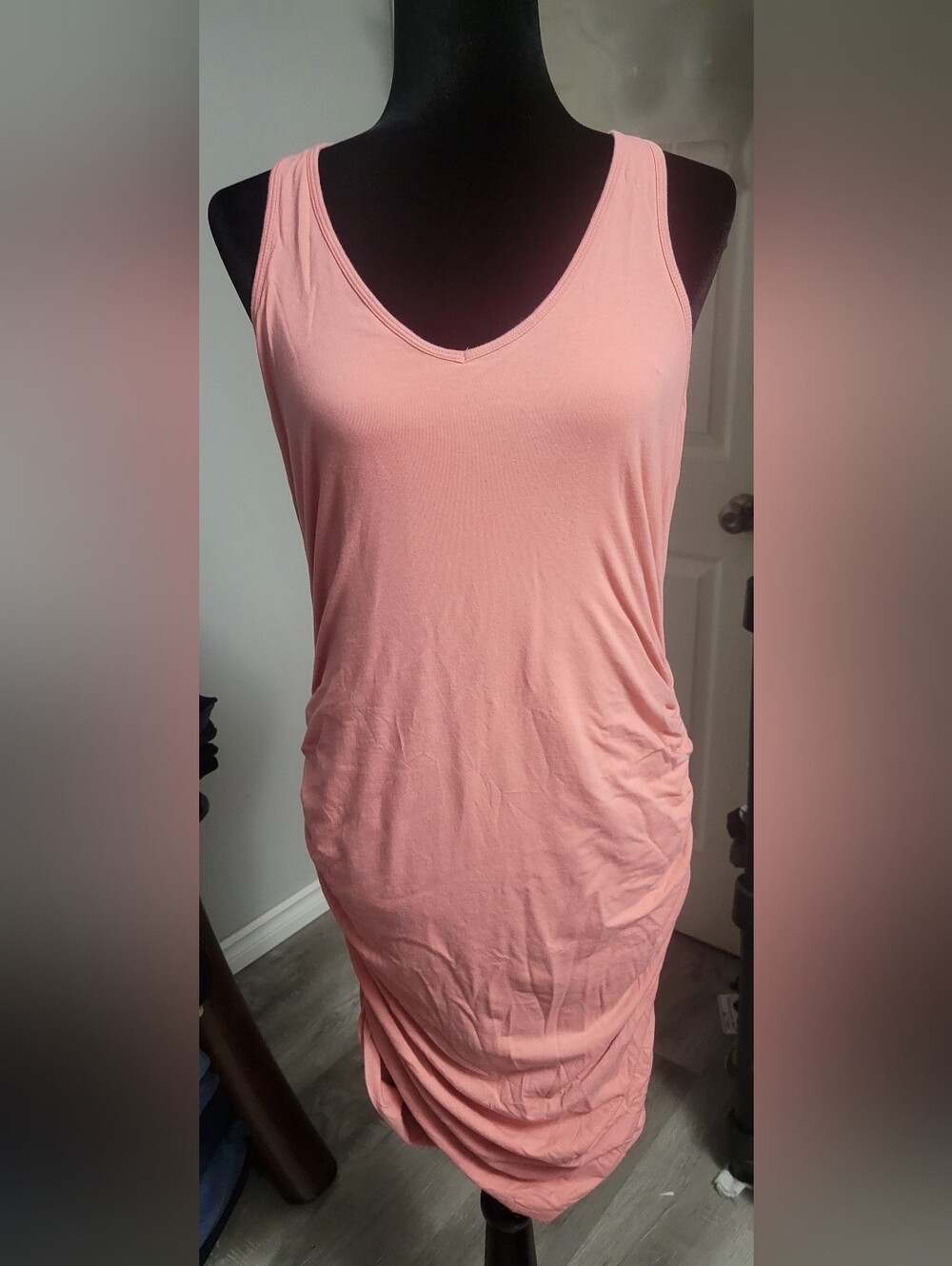 5/$20**Express Large Coral Ruched Racerback Tank Dress Bodycon 2015